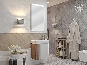 Тумба с раковиной Акватон Вита 45 белый глянцевый/ясень шимо для ванной в интернет-магазине Sanbest