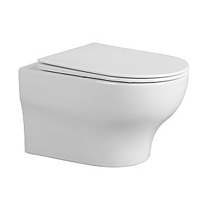 Унитаз подвесной ABBER Bequem AC1128 белый, с крышкой микролифт, безободковый, слив-торнадо купить в интернет-магазине Sanbest