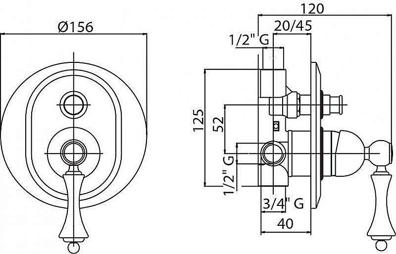 Смеситель для душа Cezares MARGOT-VDIM-03/24-M золото купить в интернет-магазине сантехники Sanbest
