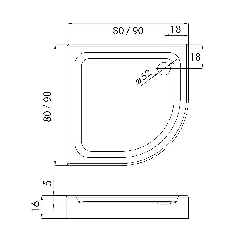 Душевой поддон NEW TRENDY SUVIA/FERIA BL-0008 90x90 купить в интернет-магазине Sanbest