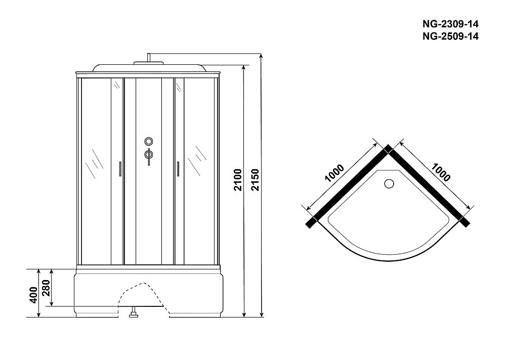 Душевая кабина Niagara Classic NG-2509 100х100 купить в интернет-магазине Sanbest