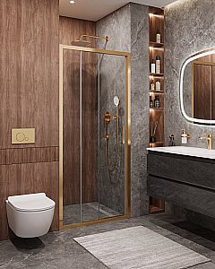 Душевая дверь Cezares MOLVENO-BF-3-120-C-BORO-IV брашированное золото купить в интернет-магазине Sanbest