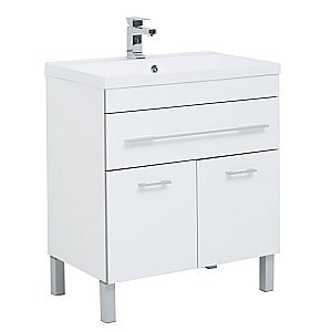 Тумба с раковиной Aquanet Верона 75/Aquanet Нота-75 напольная с ящиком и 2 дверками белая глянцевая для ванной в интернет-магазине Sanbest