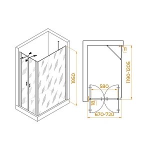 Душевой уголок RGW Passage PA-144B (PA-104B + Z-050-2B + O-204B) 060814472-14 70x120 стекло прозрачное/профиль черный купить в интернет-магазине Sanbest