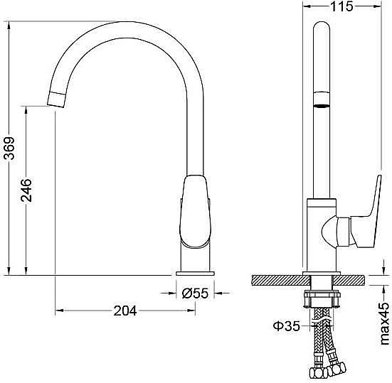 Смеситель для кухни Aquatek Бетта AQ1182CR хром купить в интернет-магазине сантехники Sanbest