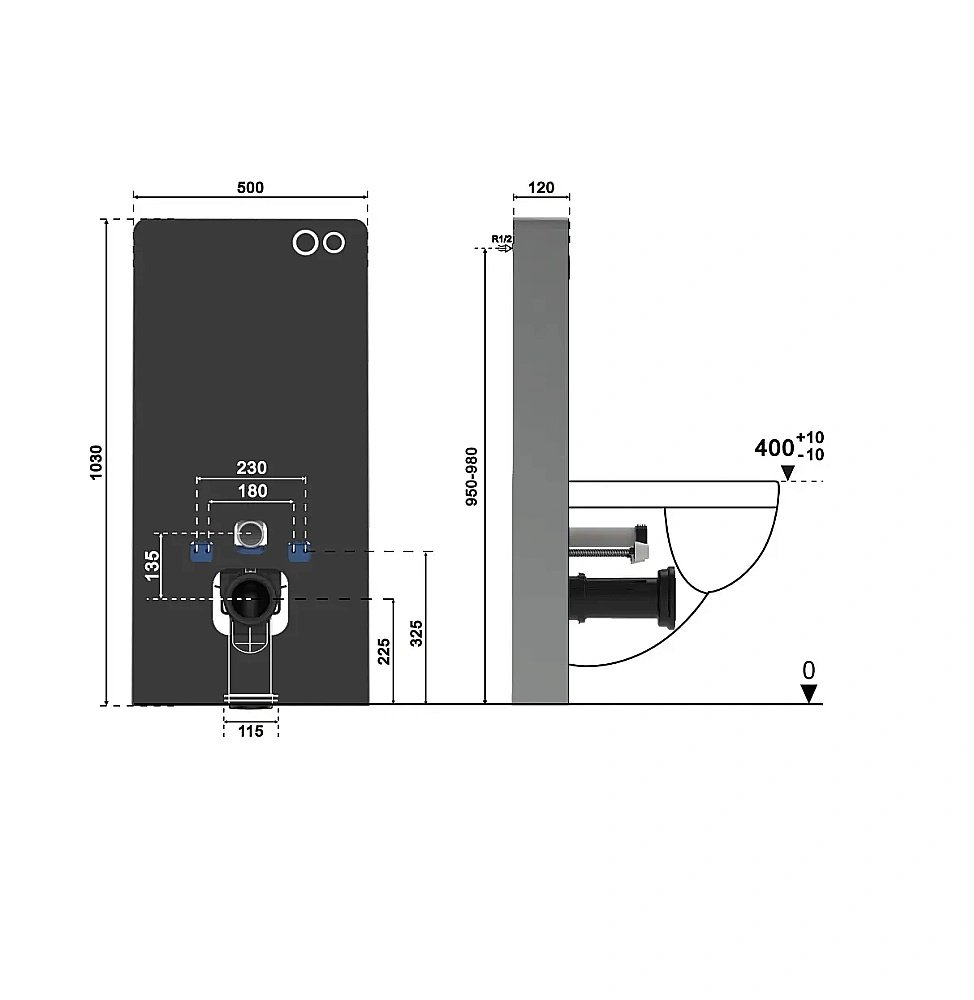 Модуль - инсталляция CeruttiSpa G111B черное стекло купить в интернет-магазине сантехники Sanbest