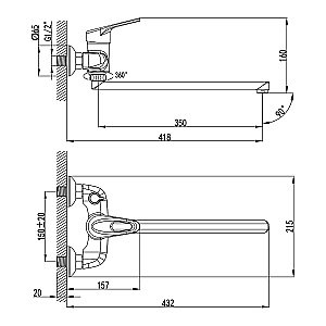 Смеситель для ванны Lemark Luna LM4117C купить в интернет-магазине сантехники Sanbest