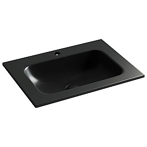 Тумба с раковиной Sancos Velta 60 VL60WG+CN7011MB теплый серый матовая/раковина черная матовая, с отверстием для ванной в интернет-магазине Sanbest