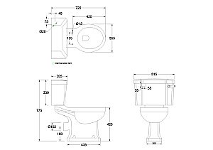 Унитаз Burlington P5 GOLD 51 с бачком, золото купить в интернет-магазине Sanbest
