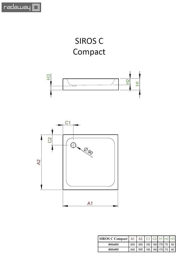 Душевой поддон Radaway Siros C Compact 90x90 купить в интернет-магазине Sanbest