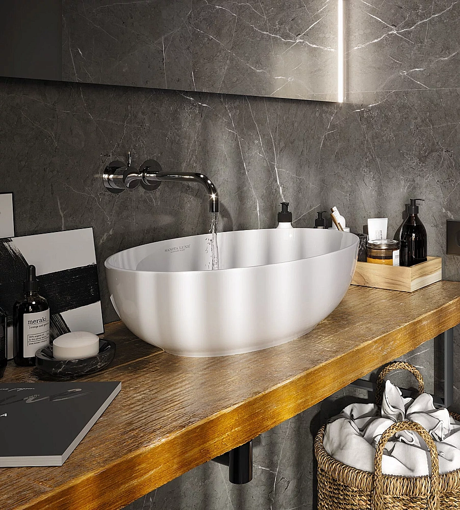 Раковина Sanita luxe Ringo Slim 53 RNGSLWB01S белая купить в интернет-магазине Sanbest