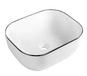 Раковина накладная Ceramalux NC 50 D1302H011 белая с декором хром купить в интернет-магазине Sanbest