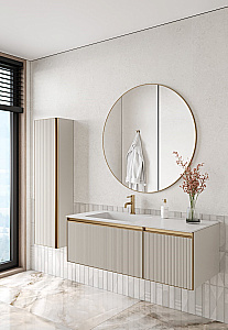 Тумба с раковиной Armadi Art QUATRO 2 140 FUGA CASHMERE/профиль MATT GOLD/раковина белая L-R для ванной в интернет-магазине Sanbest