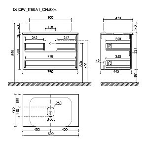 Тумба с раковиной Sancos DELTA 80 со столешницей, дуб светлый/белая для ванной в интернет-магазине Sanbest