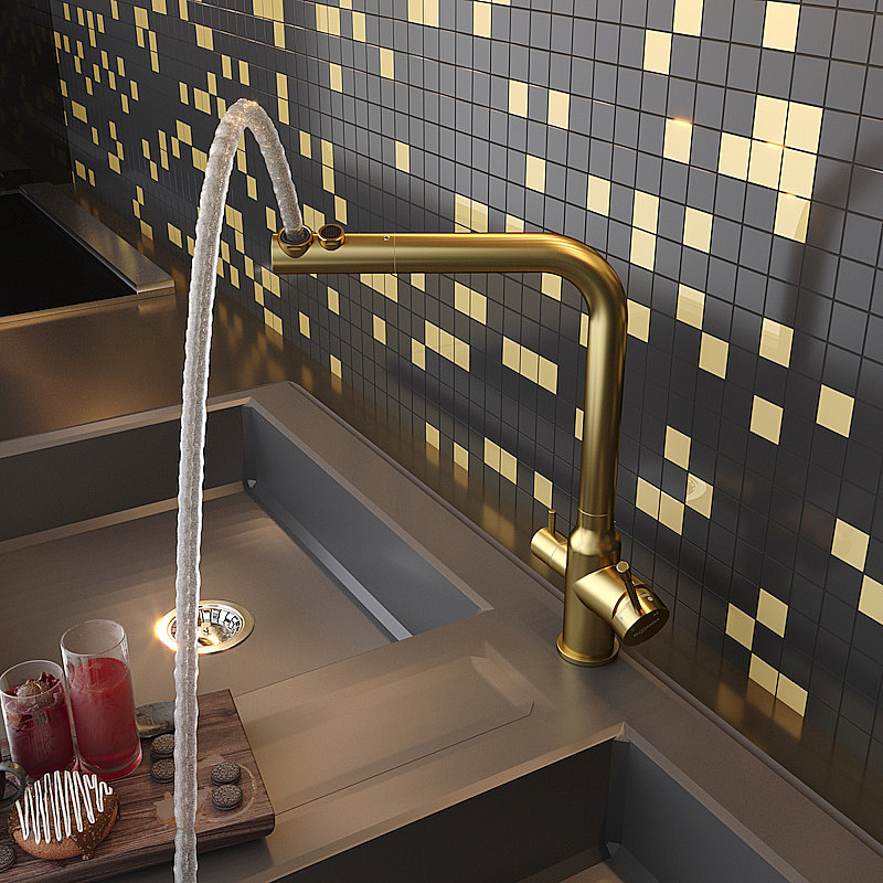 Смеситель для кухни Elghansa 56A5026-MattGold золото матовое купить в интернет-магазине сантехники Sanbest