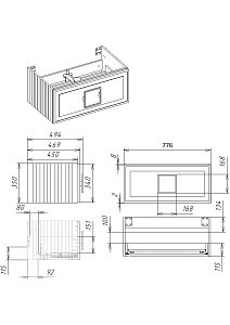 Тумба с раковиной LA FENICE Cubo Blu Grigio 80 синяя, столешница белая/ручка белая для ванной в интернет-магазине Sanbest