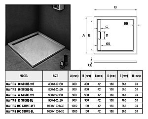 Душевой поддон Weltwasser WW TRS STONE BL 90x90 10000004412 черный купить в интернет-магазине Sanbest