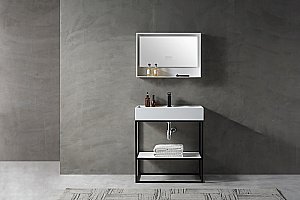 Консоль с раковиной Abber Stein 80 AS2630 белая матовая для ванной в интернет-магазине сантехники Sanbest