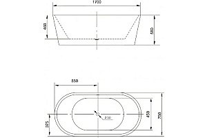Ванна акриловая ART&MAX 170х75 AM-203-1700-750 купить в интернет-магазине Sanbest