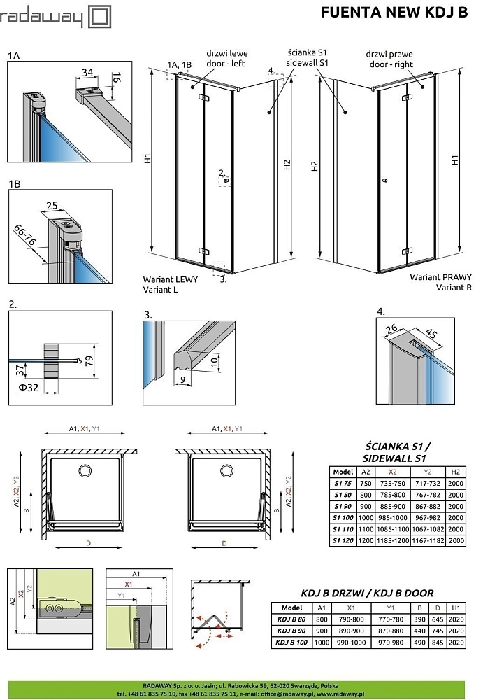 Душевой уголок Radaway Fuenta New KDJ-B 80x110 купить в интернет-магазине Sanbest