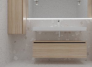 Нижняя тумба Armadi Art VALLESSI UNO-S 140 светлый дуб для ванной в интернет-магазине сантехники Sanbest