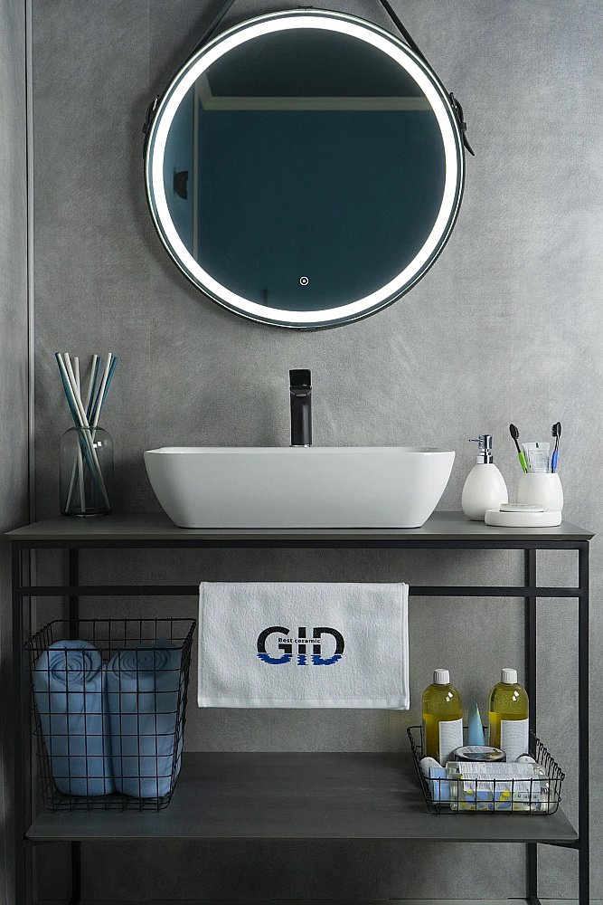 Раковина накладная Gid Geometrico 55 N9047 51184 белая купить в интернет-магазине Sanbest