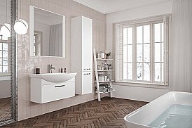 Тумба с раковиной Акватон Ария 80 белая глянцевая для ванной в интернет-магазине Sanbest