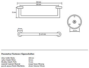 Поручень прямой Bemeta Omega 104307611 купить в интернет-магазине сантехники Sanbest