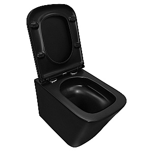 Унитаз подвесной Azario Teramo AZ-0052-UQ3MB черный матовый, безободковый, с крышкой микролифт, слив торнадо купить в интернет-магазине Sanbest