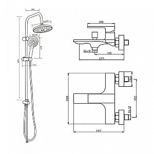 Душевая система Orange Lutz M04-932b черный купить в интернет-магазине сантехники Sanbest