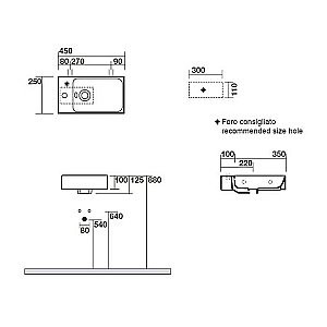 Раковина подвесная Kerasan Cento 45 белая купить в интернет-магазине Sanbest