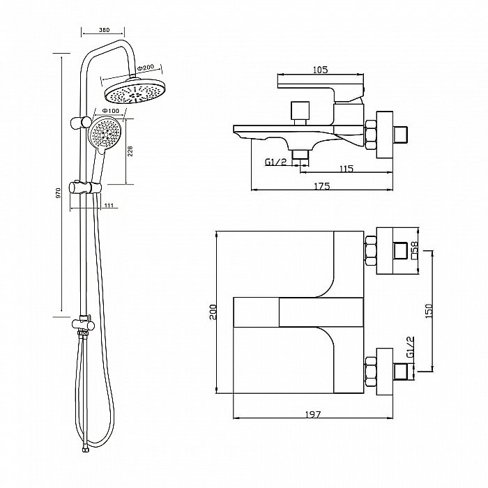 Душевая система Orange Lutz M04-932b черный купить в интернет-магазине сантехники Sanbest