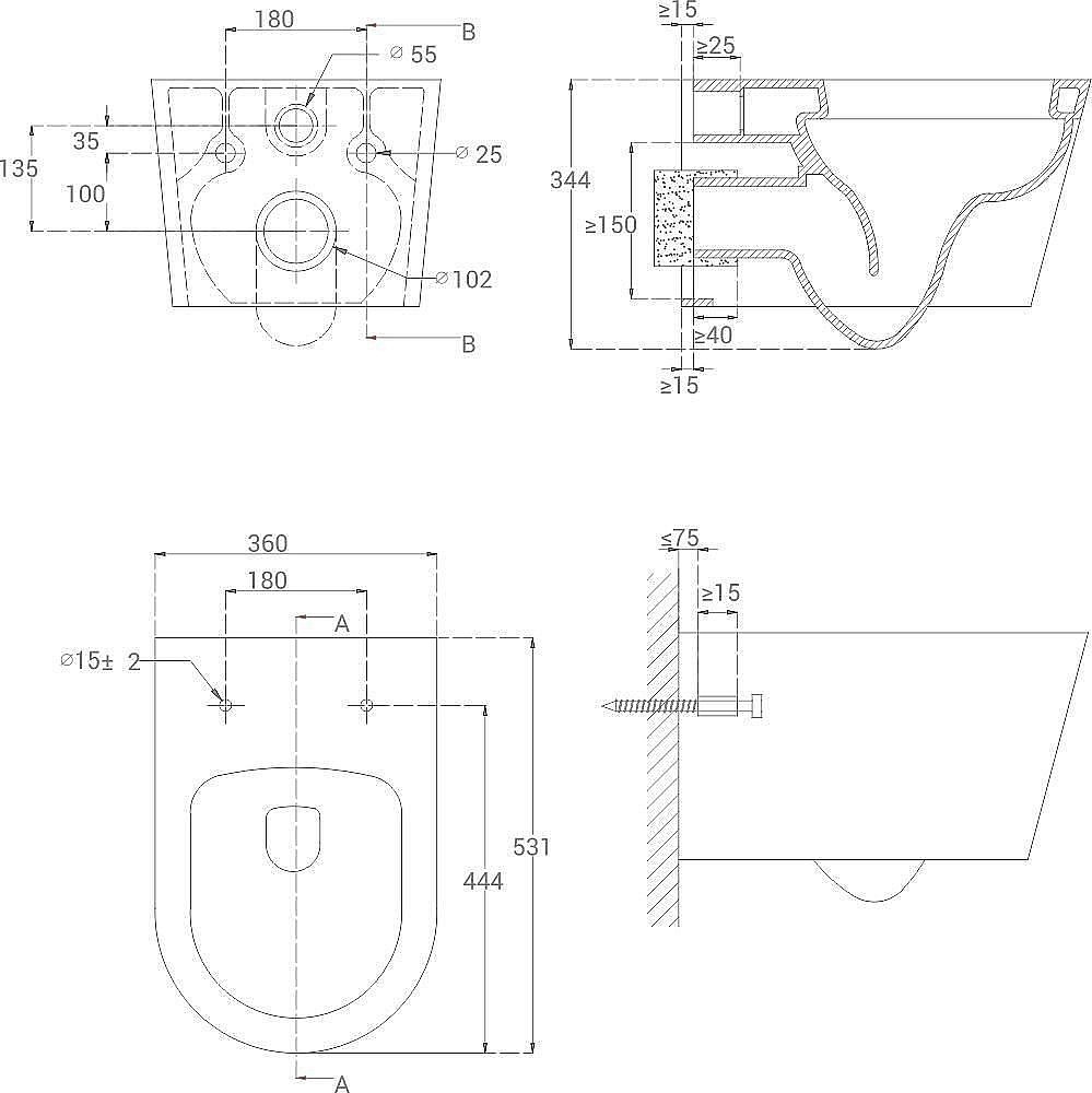 Унитаз подвесной Good Dood ROUND УНИ0002 белый, с крышкой микролифт, безободковый купить в интернет-магазине Sanbest