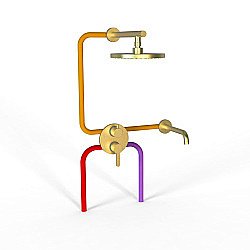 Душевая система PAINI Cox 78PJSET26911BATHHEAD золото матовое купить в интернет-магазине сантехники Sanbest