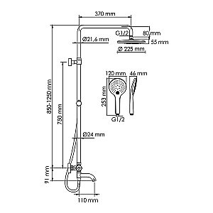 Душевая система WasserKraft Elbe 7400 SET2689 Thermo черный Soft-touch купить в интернет-магазине сантехники Sanbest