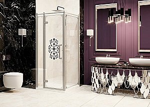 Душевой уголок Ambassador Royal 18015108-L 90х90 стекло прозрачное с декором/профиль хром купить в интернет-магазине Sanbest