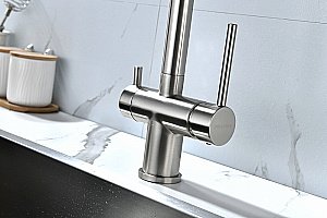 Смеситель для кухни Paulmark Serpentine Se213222-BS брашированная сталь купить в интернет-магазине сантехники Sanbest