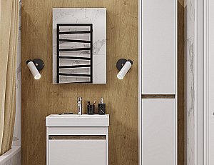 Тумба с раковиной Акватон Марти 55 белая/дуб эндгрейн для ванной в интернет-магазине Sanbest