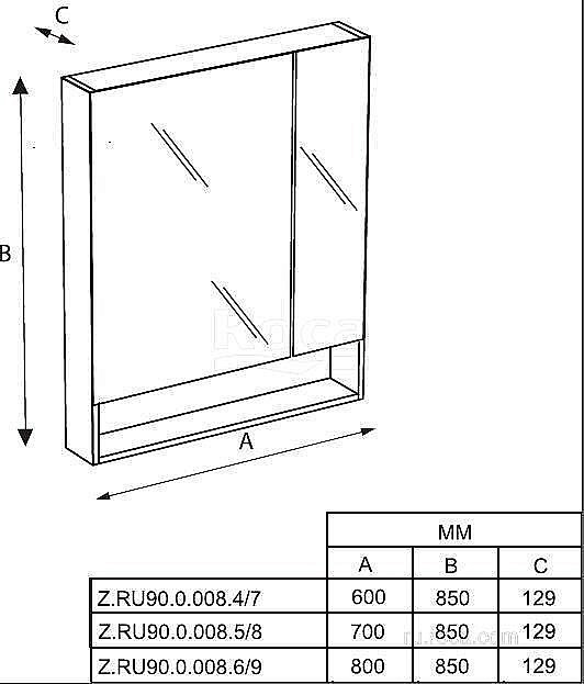 Зеркальный шкаф Roca The Gap ZRU9302751 60 фиолетовый купить в интернет-магазине сантехники Sanbest