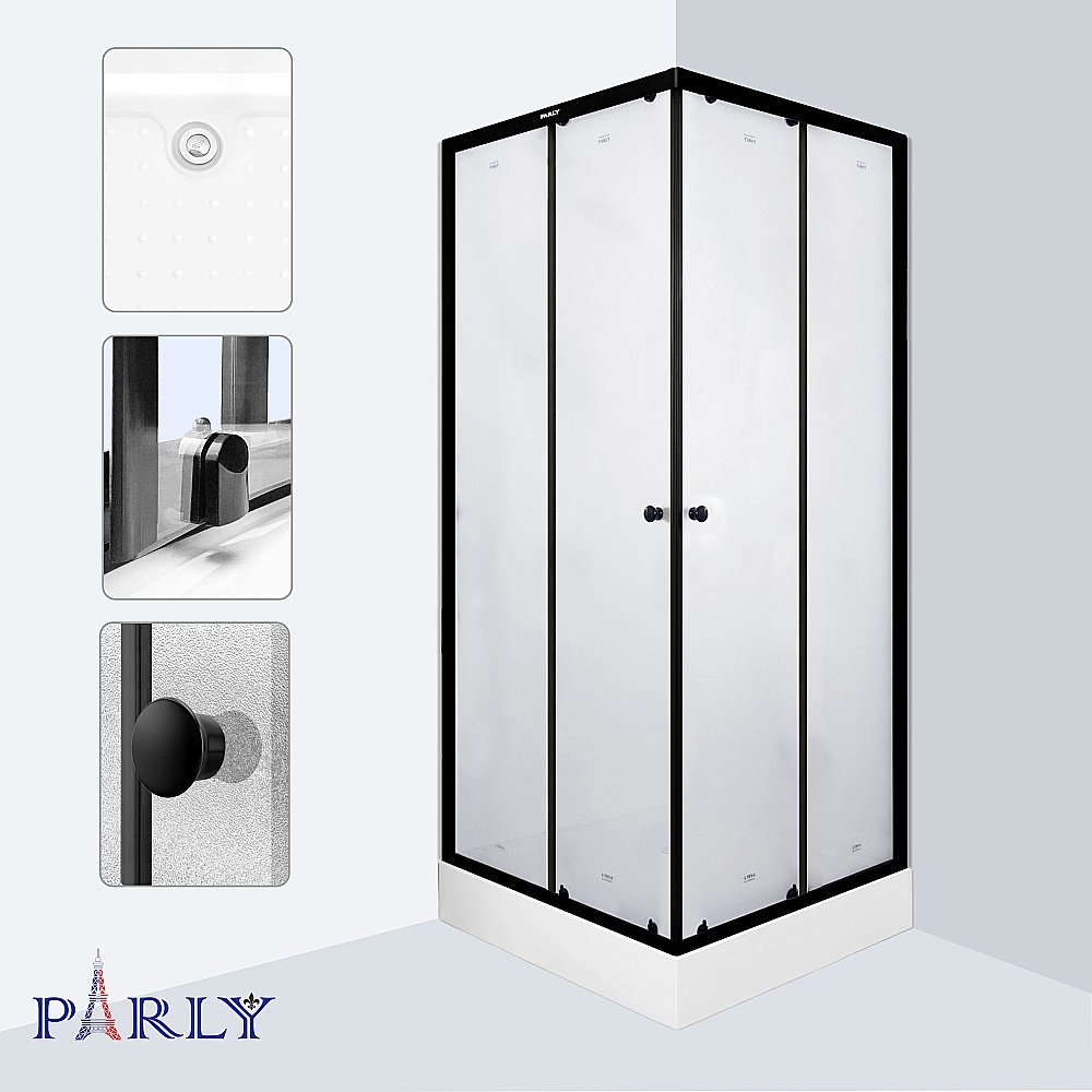 Душевой уголок Parly ZFQ911B 90x90 профиль черный/стекло прозрачное купить в интернет-магазине Sanbest