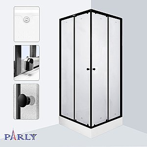Душевой уголок Parly ZFQ911B 90x90 профиль черный/стекло прозрачное купить в интернет-магазине Sanbest