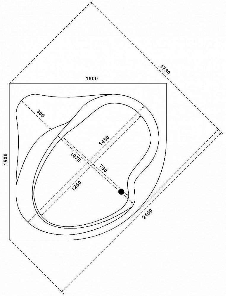 Ванна BAS Аура 150x150 купить в интернет-магазине Sanbest