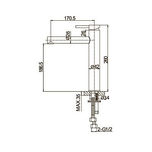 Смеситель для раковины Caprigo Don 53-023-BRG золото матовое купить в интернет-магазине сантехники Sanbest