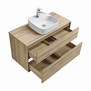 Тумба со столешницей Акватон Либерти 100 дуб эльвезия для ванной в интернет-магазине Sanbest