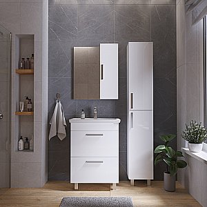 Тумба с раковиной Grossman НЕО-60 с ящиками белая для ванной в интернет-магазине Sanbest