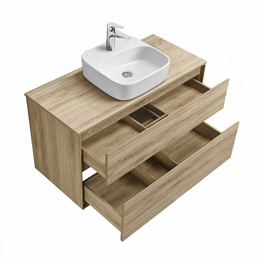 Тумба со столешницей Акватон Либерти 100 дуб эльвезия для ванной в интернет-магазине Sanbest