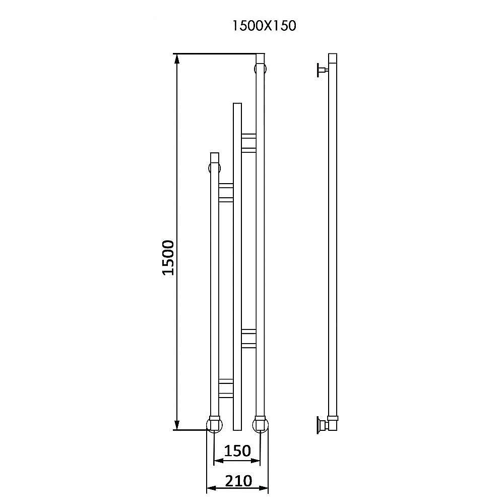 Полотенцесушитель водяной Veconi Maola-B M150GR-B графит купить в интернет-магазине сантехники Sanbest