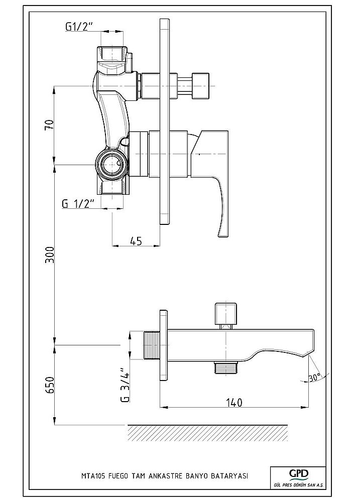 Смеситель для ванны с душем GPD FUEGO MTA105 купить в интернет-магазине сантехники Sanbest