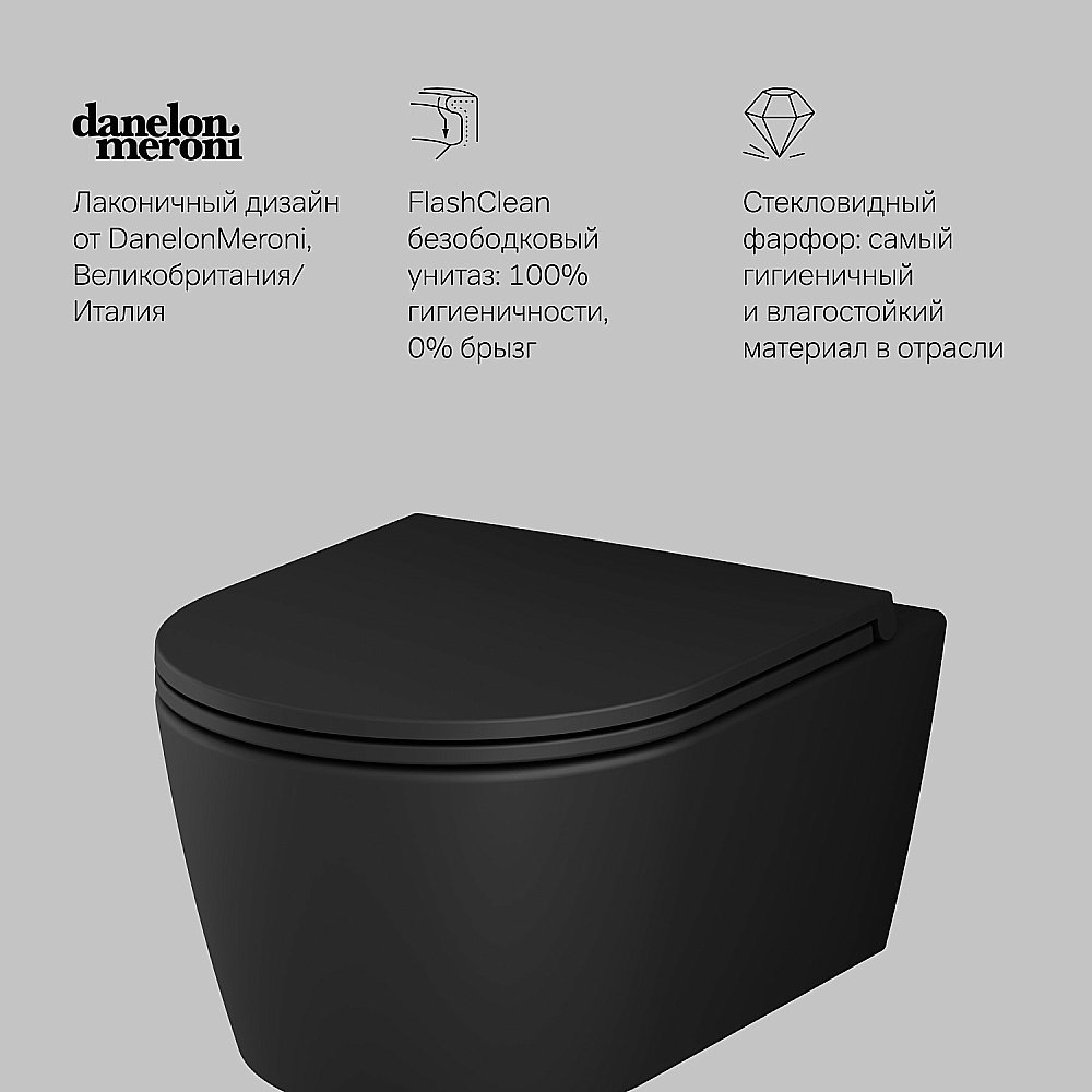 Унитаз подвесной AM.PM Func C8F1700MBSC черный матовый, безободковый купить в интернет-магазине Sanbest