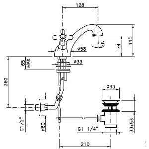 Смеситель для раковины Nicolazzi Nuova Brenta 2532GB золото купить в интернет-магазине сантехники Sanbest